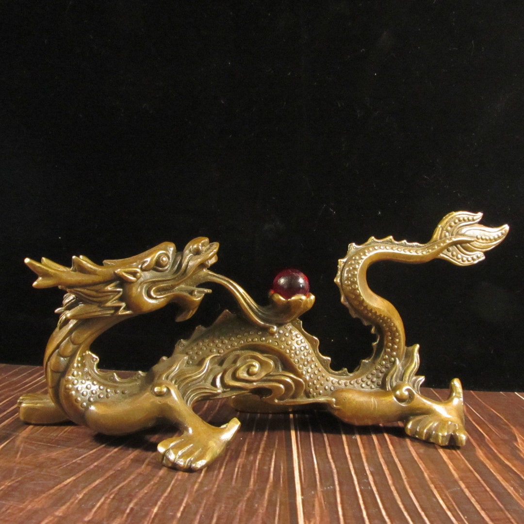Copper Chinese Feng Shui Dragon Statue for Luck & Success Etsy
