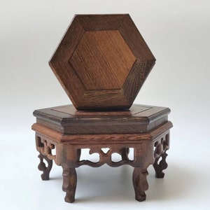 Vasställ i rosenträ, hexagonträdisplay, Feng Shui-dekor, (set om 2) bild 4