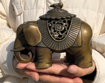 Vintage Kupfer Elefant Statue Weihrauch Brenner mit Deckel Tisch Dekor Retro Feng Shui Tier Statue Weihnachten Housewarming Geschenke