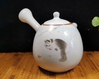 Teiera In Ceramica Chester Il Gatto - Bianco E Nero - Altezza 14 Cm