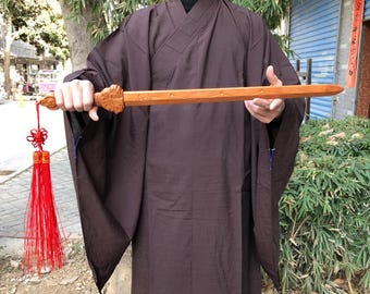 Chinese Traditions Peach Wood Sword Cinnabar Feng Shui Blessing Exorcise Evil Amulet Decor Peach 7 Star Pattern Drive Out Evil Spirits V701