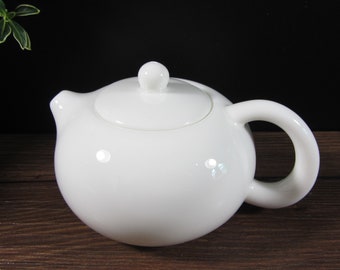 China white ceramic porcelain TeaPot, Chinese Tea Cup handmade  teapot Design Details Gongfu Tea Pot certified Drinkware