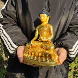Feng shui living room Ornaments, Only one Tibetan Brass Gautama Buddha figurine, Buddha Statue, Nepal Buddhism Buddhist Idol altar shrine Y6