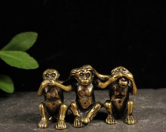 Brass Monkey Figurine Mini Animal Statue Ornament Home Office Desk Decor Brass Monkey Figurine Mini Animal Statue Ornament Home Office Desk Decor