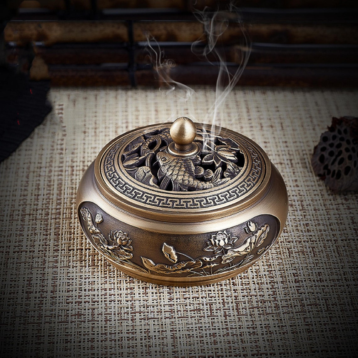 Copper incense burner folk Tibet Nepal Incense Holder Lotus Etsy