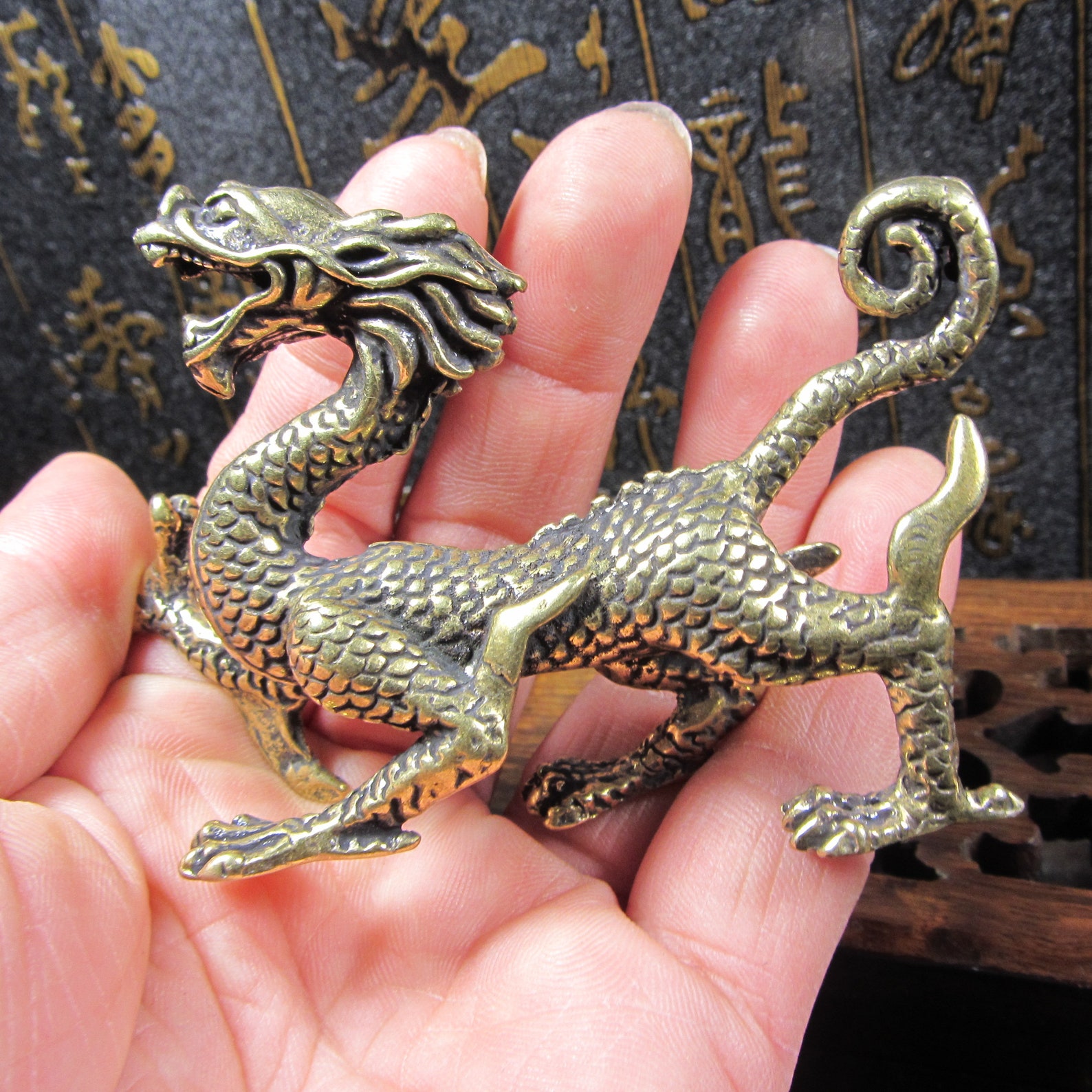 Solid Fine Brass Vintage Dragon Figurine Folk LONG 龙 12 Etsy