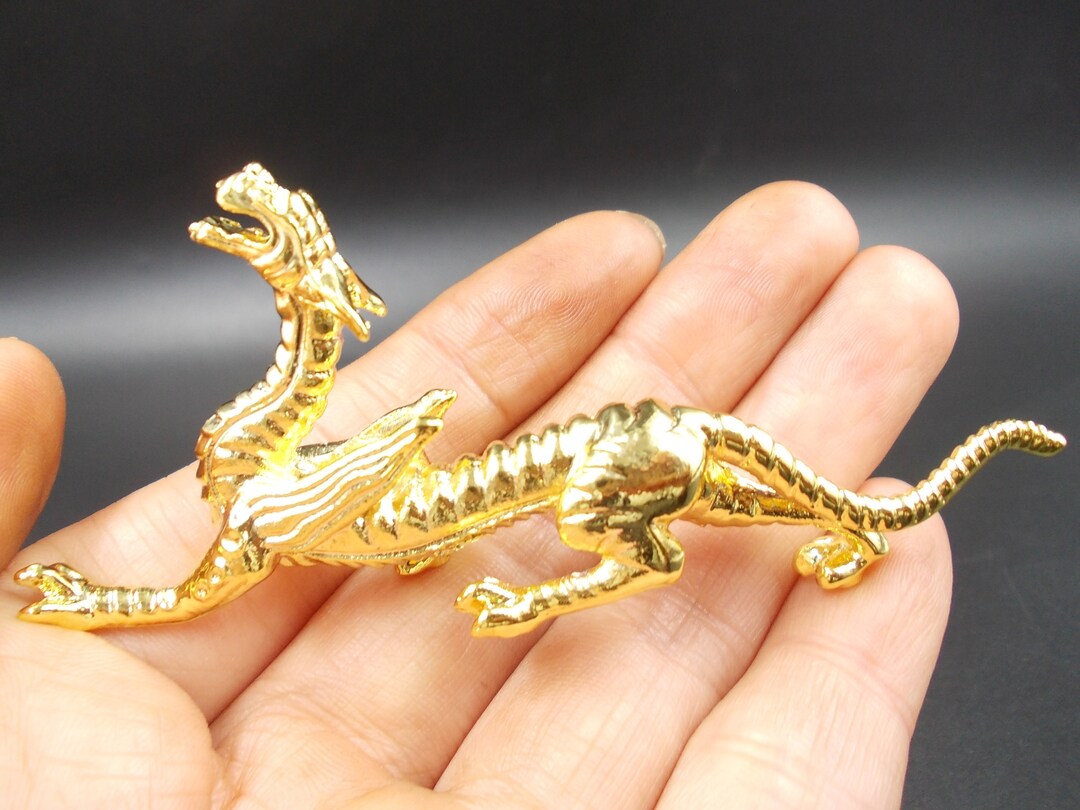 Gold Plated Mini Dragon Statue Mythical Animal Dragon Brass Etsy