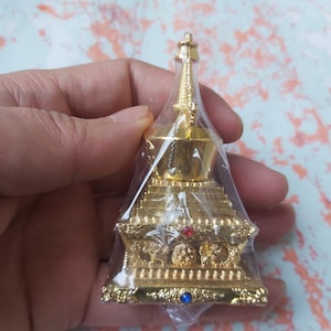 Buddhist Stupa tower,Hoard Statue Sculpture metal Décor Blessing Dashboard Tibet Brass golden Buddha Buddhism bodhisattva bless Pyramid V179