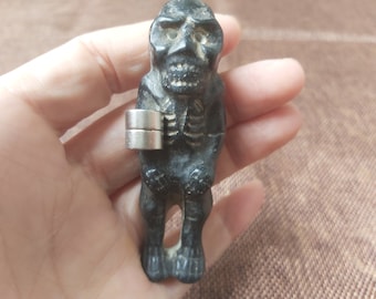 V1331 Meteorite Pendant Ancient China Culture Carving Hongshan Figurine, Black Jade Crystal Healing Pendant Suspected alien civilization