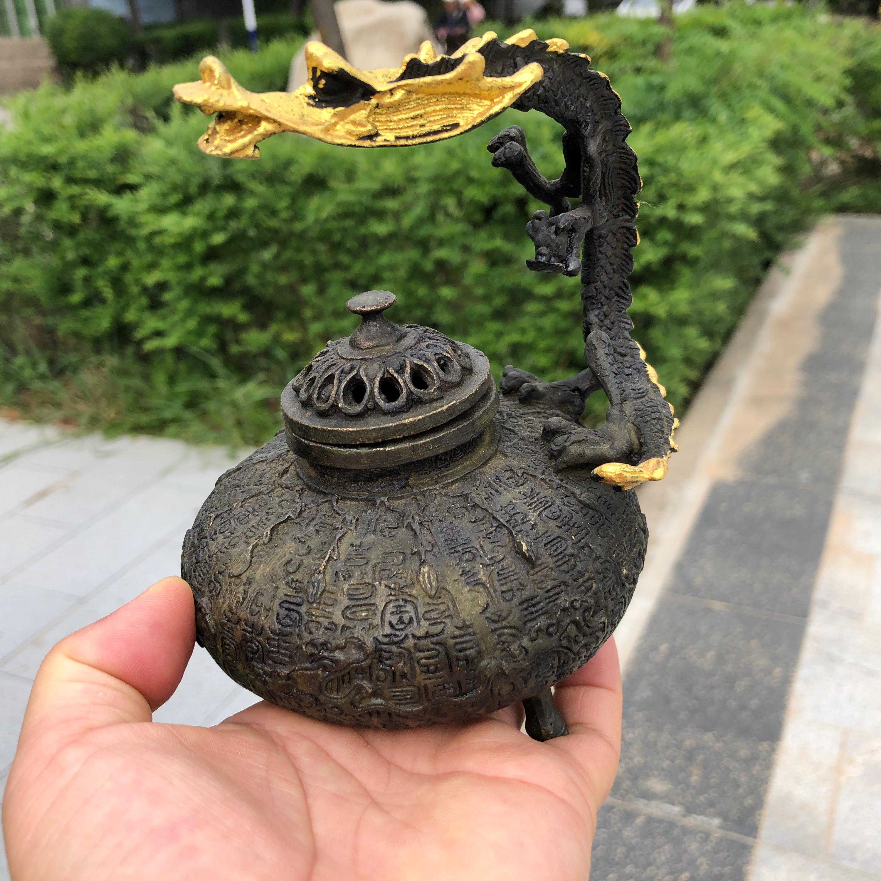 龍文堂　安の介　銅製自在蟋蟀　7cm 古物 Copper Burner Incense Handle Dragon Bronze Antique Vintage Tibetan 彫刻・オブジェ