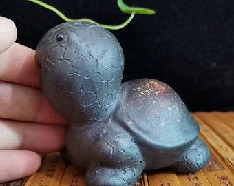 Purple Sand Turtle Tea Pet | Glazed Ceramic Feng Shui Ornament