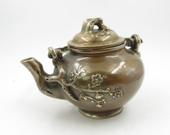 Old Decorated Handwork Copper Carving Rich Pig Bring Good Lucky Lovely Tea Pot 