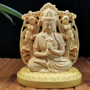 Vintage Hand Carved Wood Monk figurine,Tibet Wooden buddha statue,Meditation Zen Decor, car decor wood carving Collectible tara Prayer ZL320