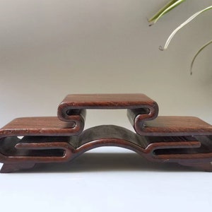 Feng shui living room Ornaments, Wood Crafts Small Ornament Base, Mini Vase Tea pot Display stand wooden Holds, Wood Footed Square Display