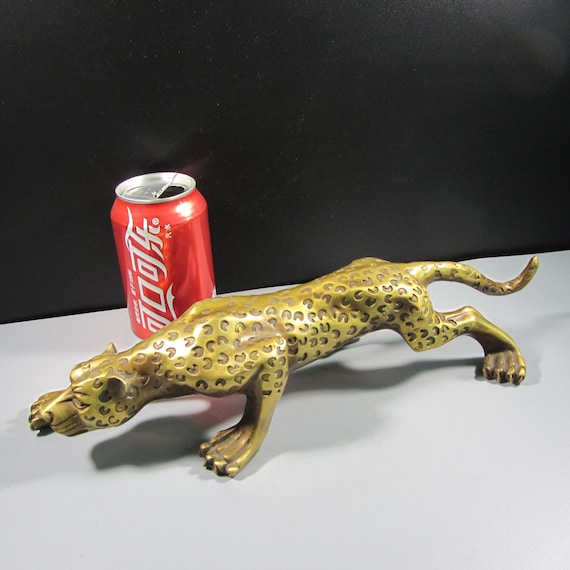 14inch, Huge Brass Wild Ferocious Leopard, Africa Animal Statue Sculpture  VTG Style Jaguar Cheetah Miniature Figure Figurine 金钱豹 风水 Fengshui -   Israel