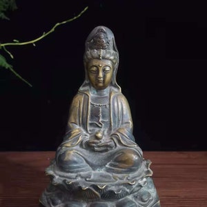 Only one Copper Buddha statue outdoor, Altar Bookshelf Desktop Brings Good Luck and Health Meditation Decor, Buddha wall art yoga art buddha