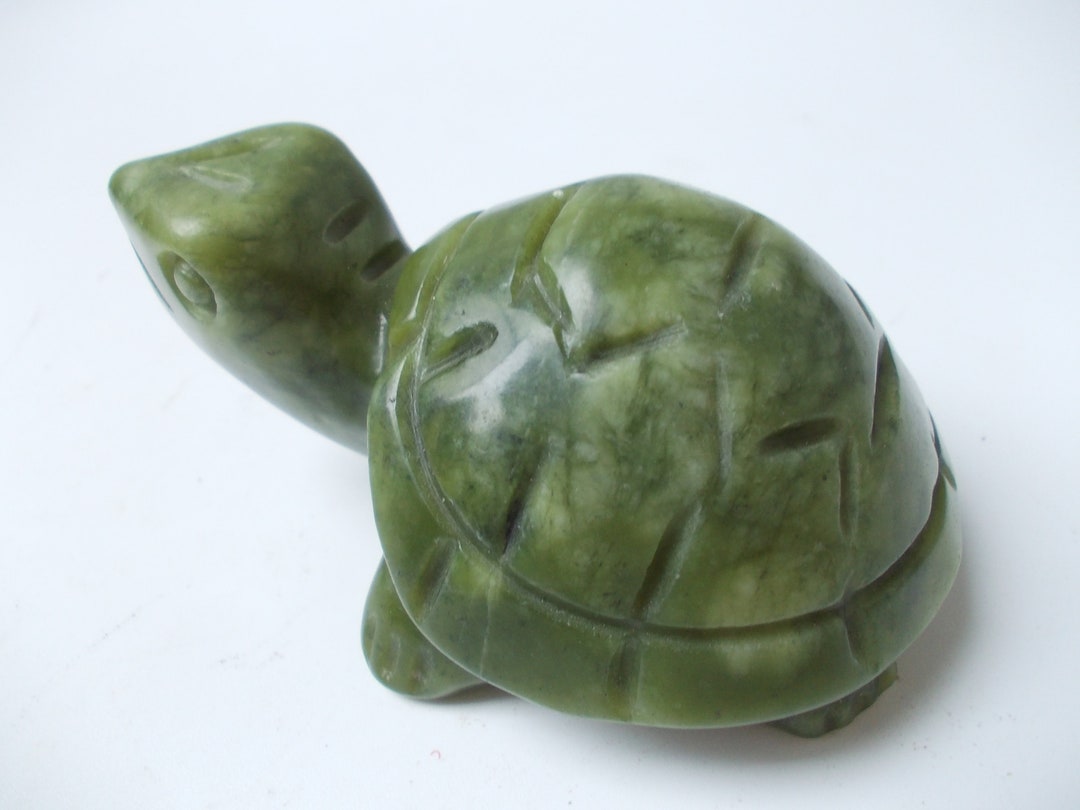 Long Natural Green Jade Turtle Statue Chinese Feng Shui Lucky Turtle ...