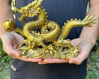 Brass Feng Shui Dragon Statue – Vintage Chinese Zodiac Ornament