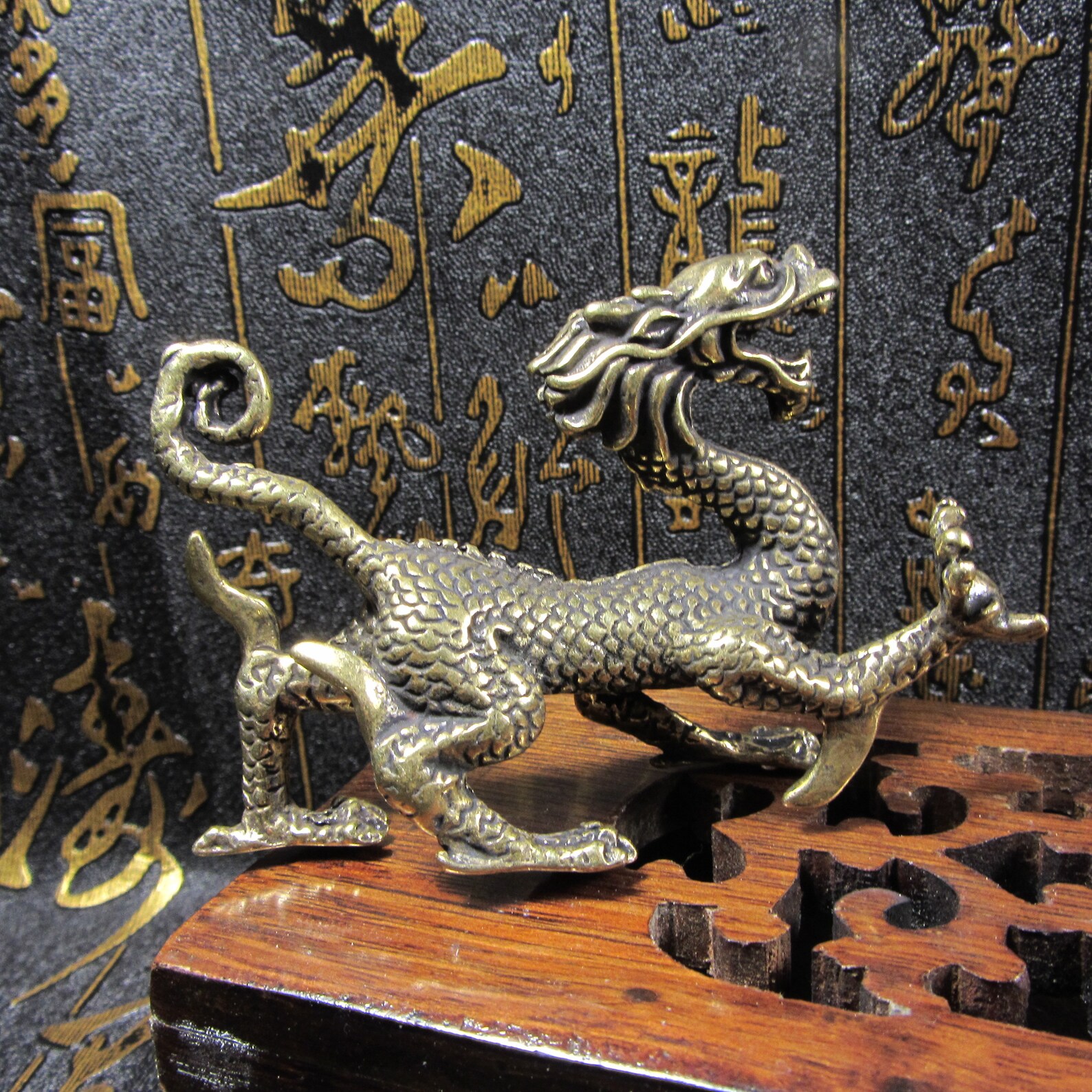 Solid Fine Brass Vintage Dragon Figurine Folk LONG 龙 12 Etsy
