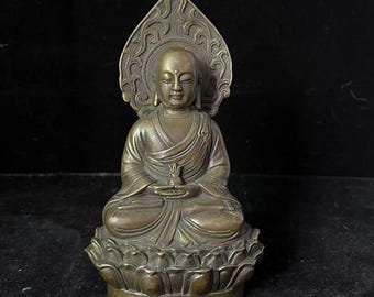 Estatua de latón del Bodhisattva Ksitigarbha - Decoración zen, amuleto de la suerte