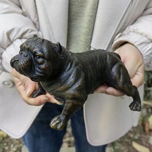 Bronze Copper Dog Figurine ornaments Realistic Animal Figure, American Bully Pitbull Figurines Bull Terrier Dog Pet Healing Hood Hound Dog