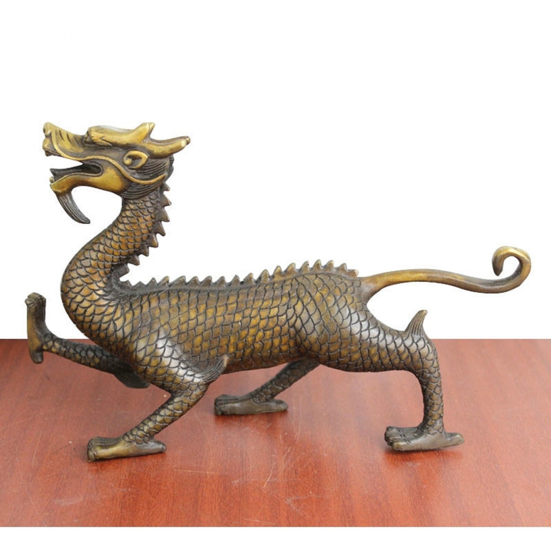 Copper Chinese Feng Shui Dragon Statue for Luck & Success, Dragon