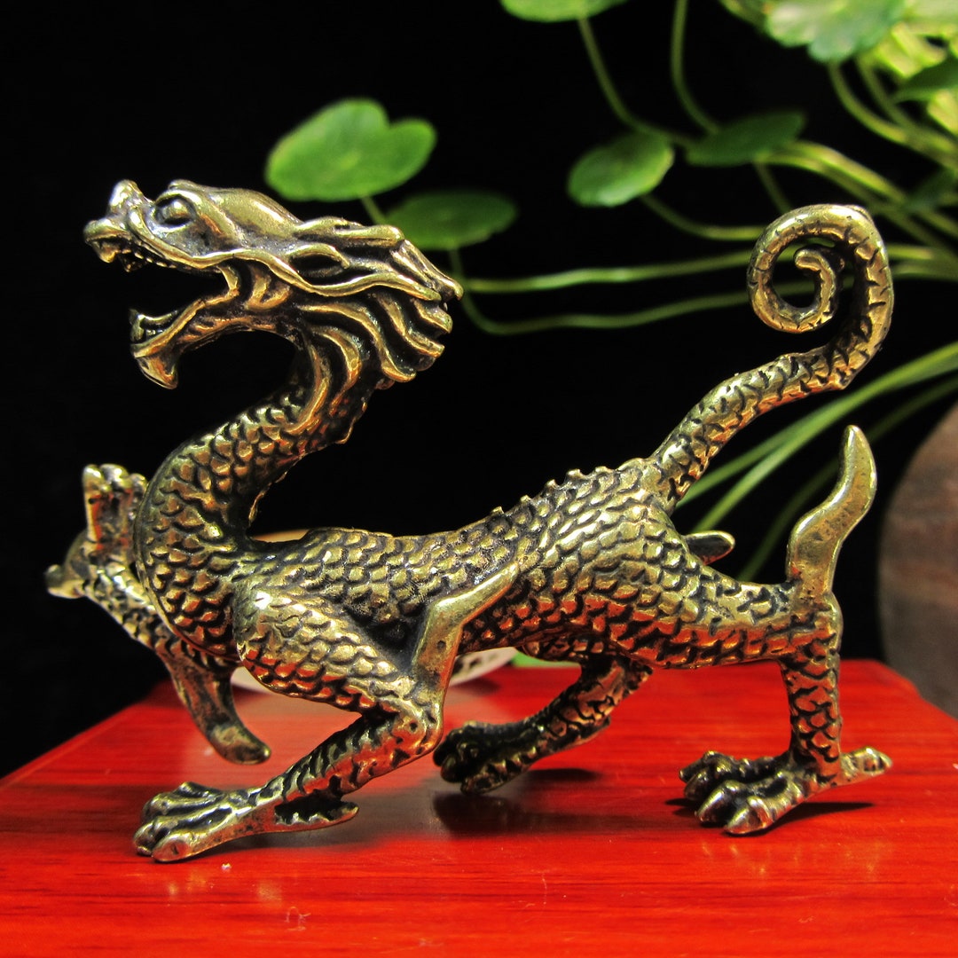 Solid Fine Brass Vintage Dragon Figurine Folk LONG 12 Chinese Etsy