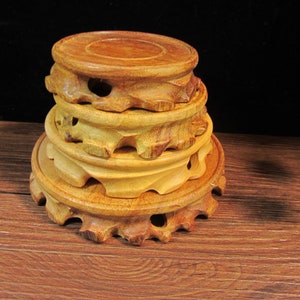Round Solid wood base, Hardwood Display stand For vase bottle teapot, Wooden stand Shelf Carved For Figurine  Rosewood Bowl Vase Holds 89898