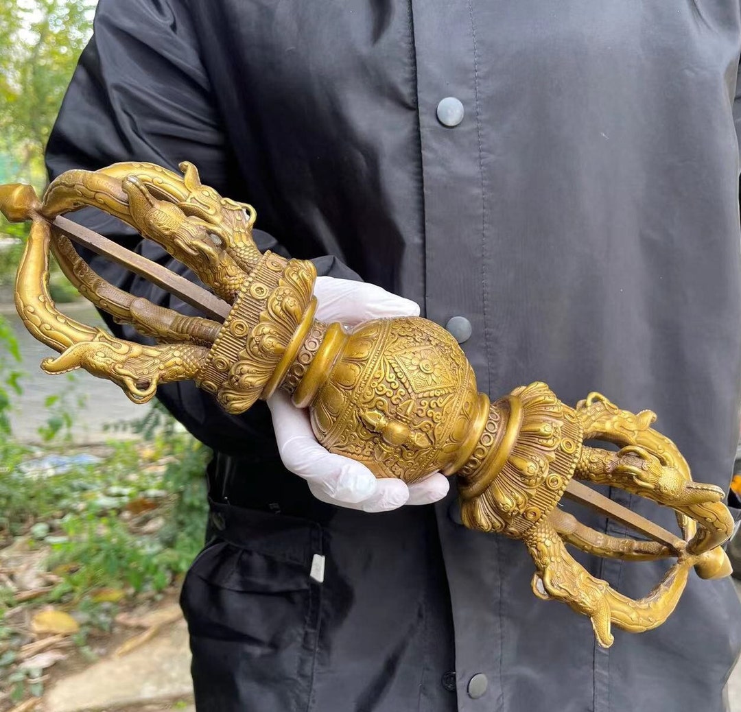 Copper Vajra Pestle Buddha Amulet With Brass Metal Retro Religious ...