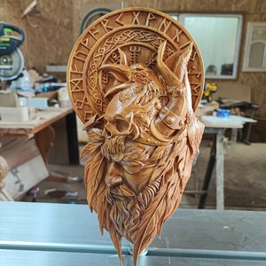 Odin's Viking Woodcraft: Norse Home Decor, Wood Carved Wall Decor, Wood Wall Art, Unique Gifts for Him or Her, Sculpture & Pagan Altar Decor