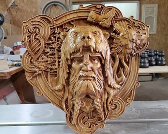 Vidar God, God viking,  Vidar, Wood carved Pagan paganism God, Vidar, Vidar, Altar sculpture pantheon Vidar wood carved wall decor