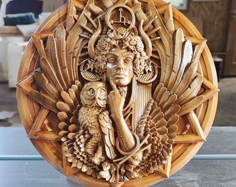 Lilith: Wood Carved Home Decor, Wall Hanging Sculpture, Unique Gifts for Him or Her, Wall Art, Wood Craved Wall Decor, Wood Wall Art