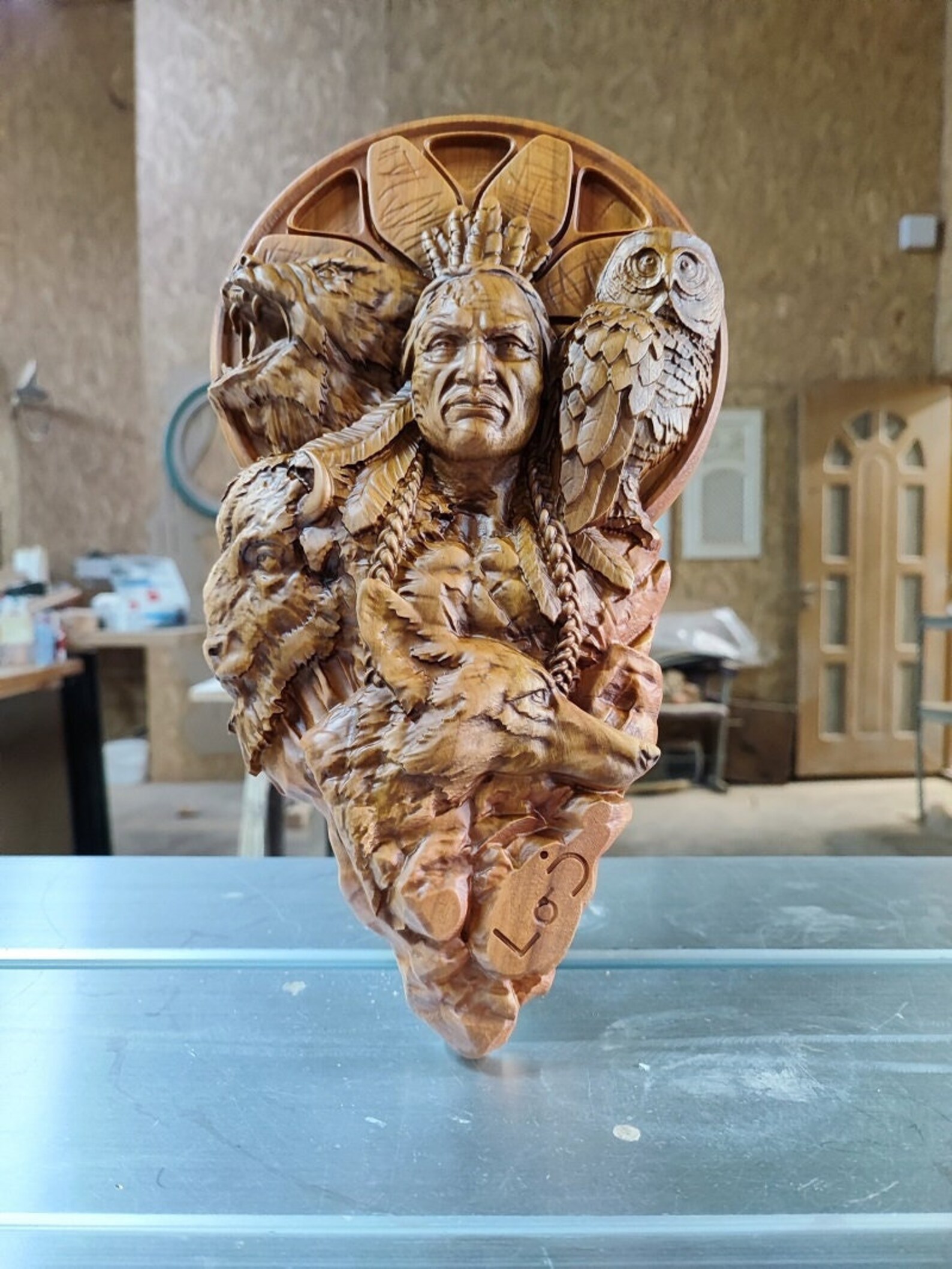 Manitou Native American Wood Sculpture Wood Carved Wall Etsy