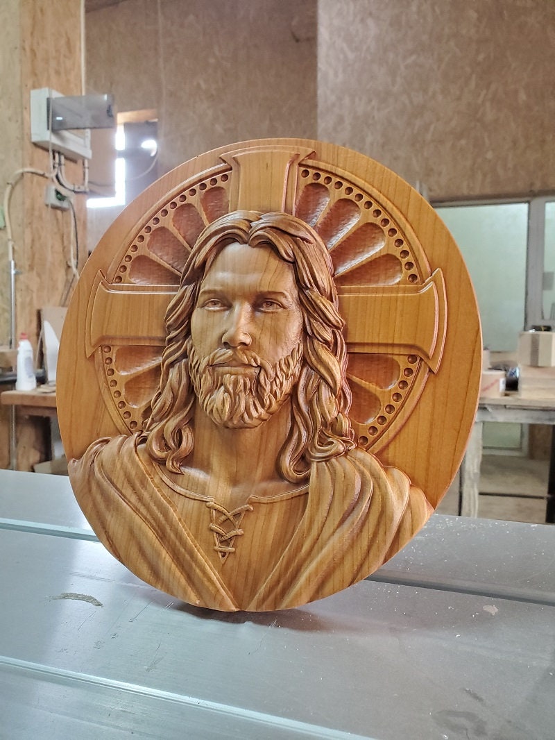 Jesus Carved on Wood Wood Carving Jesus Hand Made Gift Wall Etsy