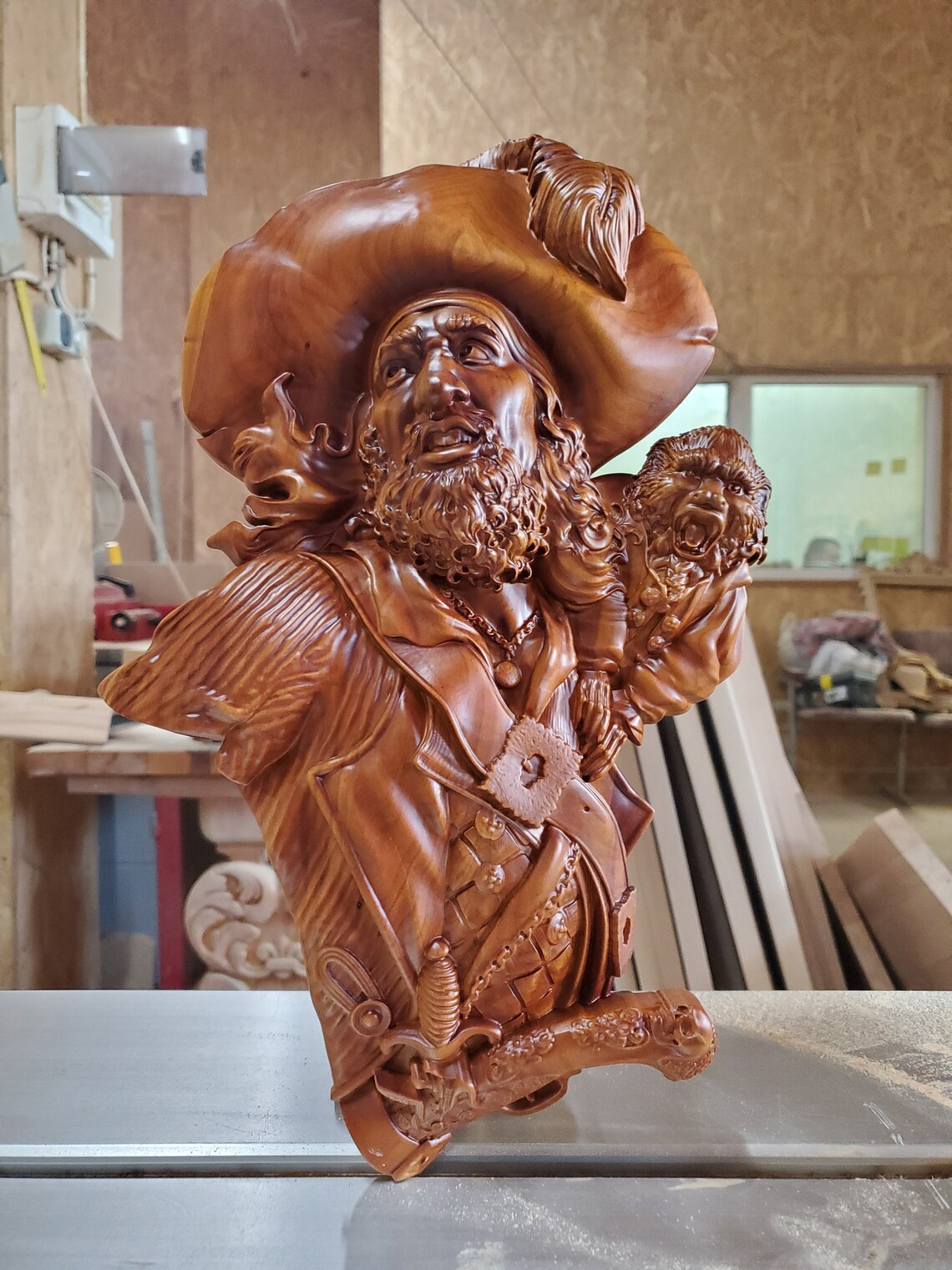 Pirate Carved on Wood Wood Carving Pirate Gift Wall Hanging Etsy