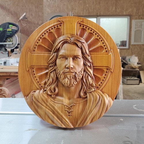 Jesus Carved on Wood Wood Carving Jesus Hand Made Gift Wall Etsy