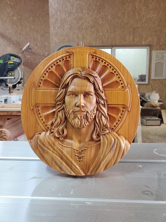 Jesus Carved on Wood Wood Carving Jesus Hand Made Gift Wall Etsy UK
