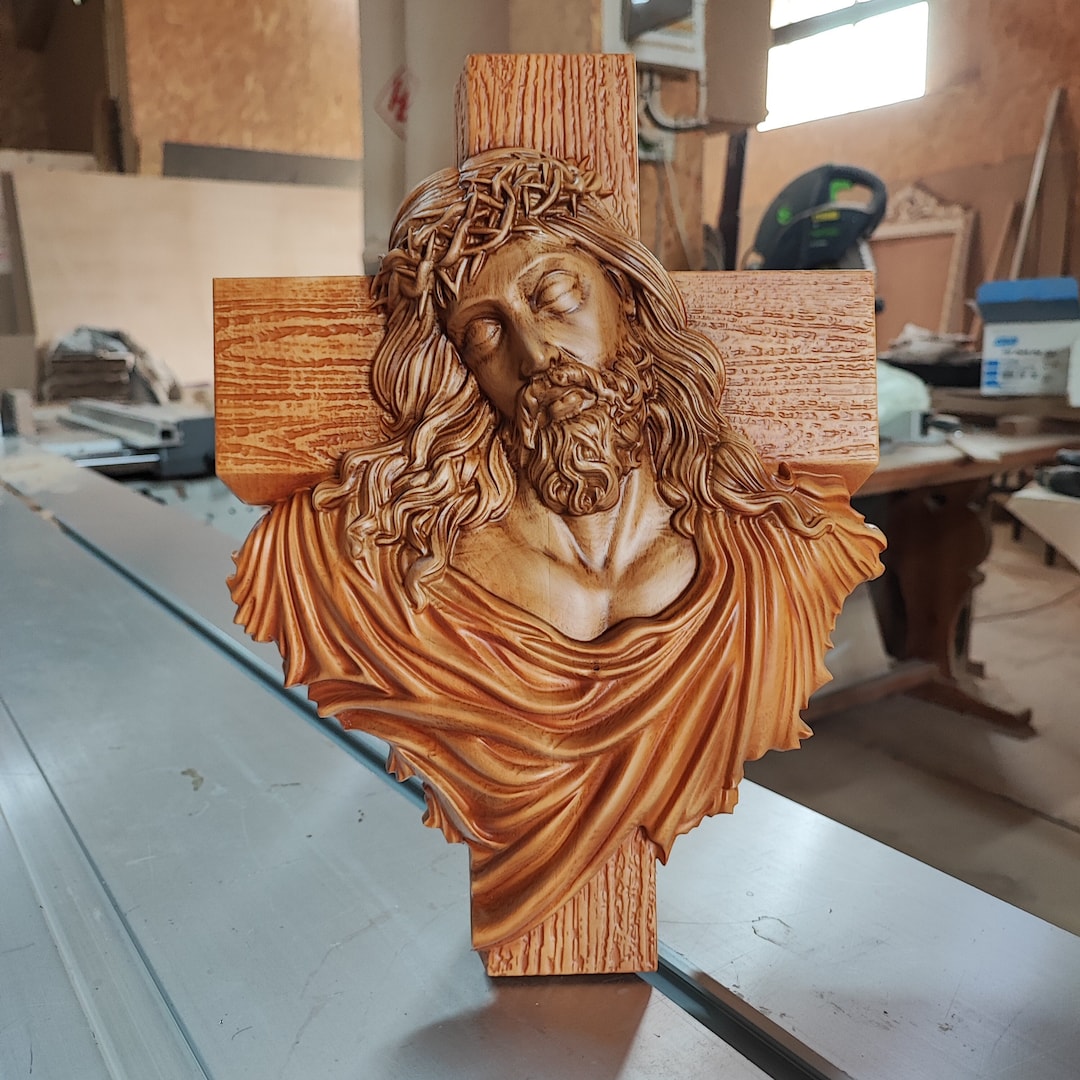 Jesus Christ Wall Decor Wood Carved Jesus Wall Art Wooden Etsy