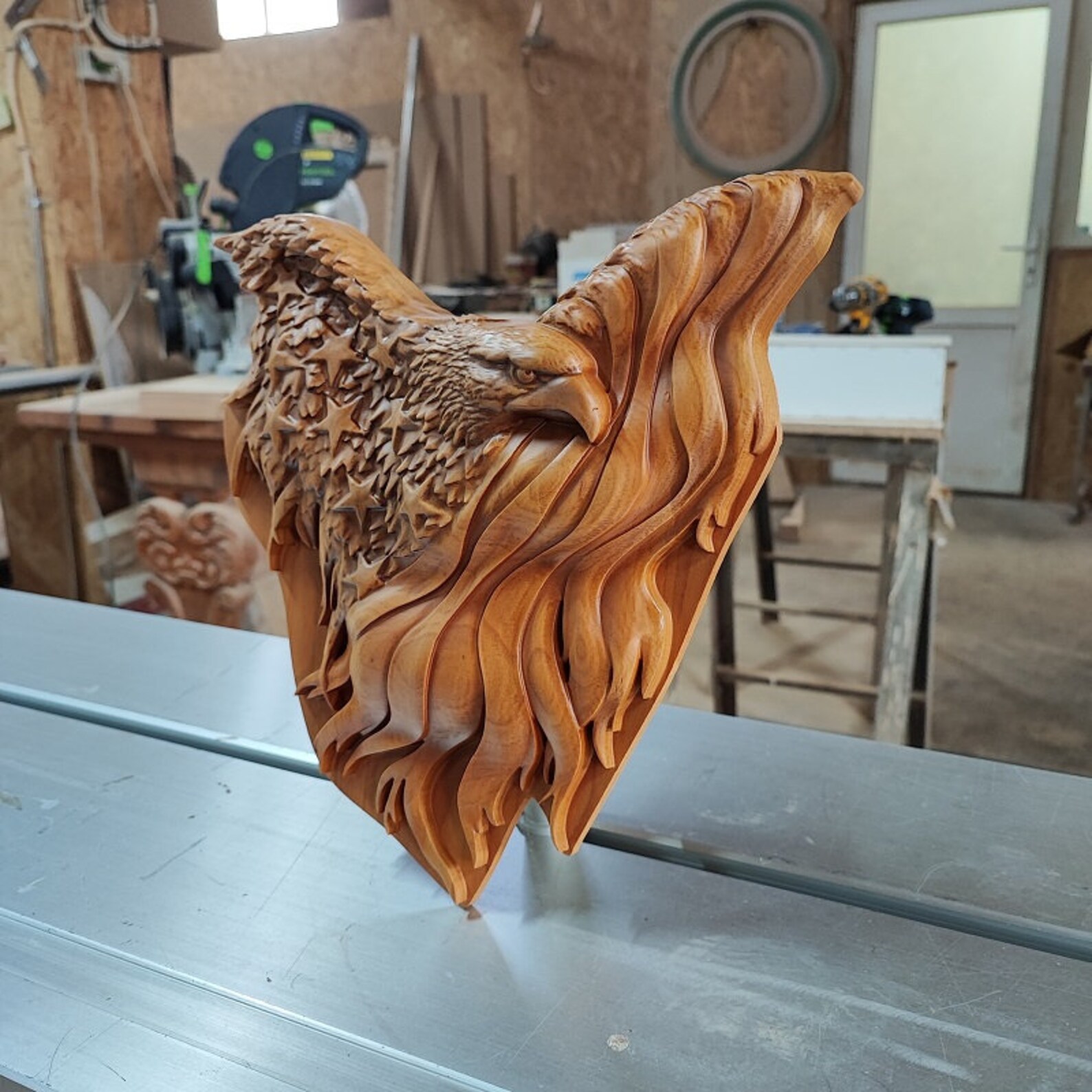 American Eagle Wood Sculpture Wood Carved Bald Eagle Wall Etsy