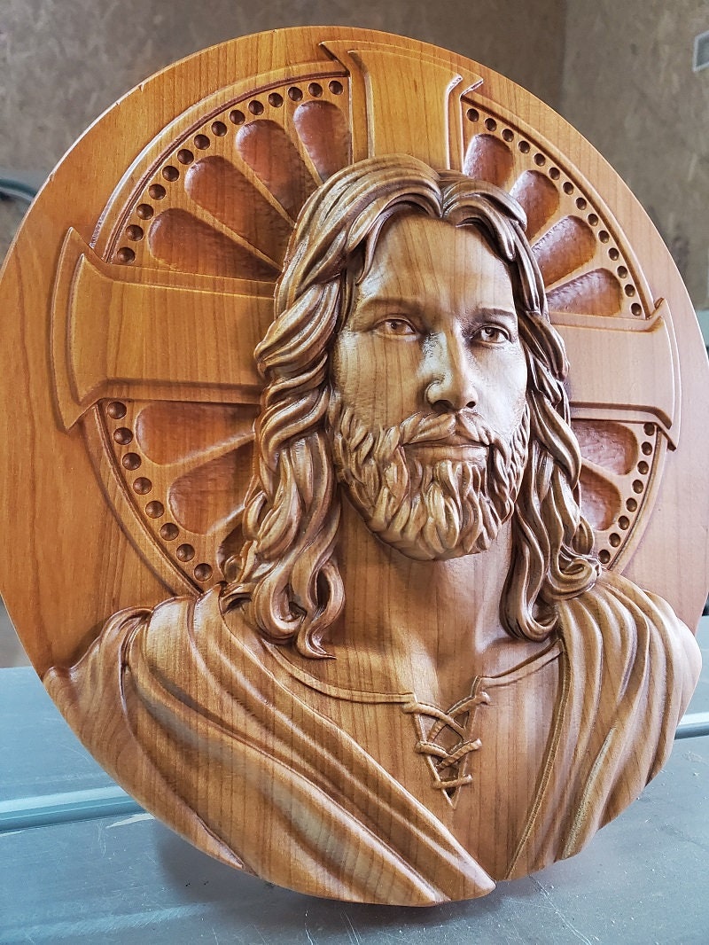 Jesus Carved on Wood Wood Carving Jesus Hand Made Gift Wall Etsy UK