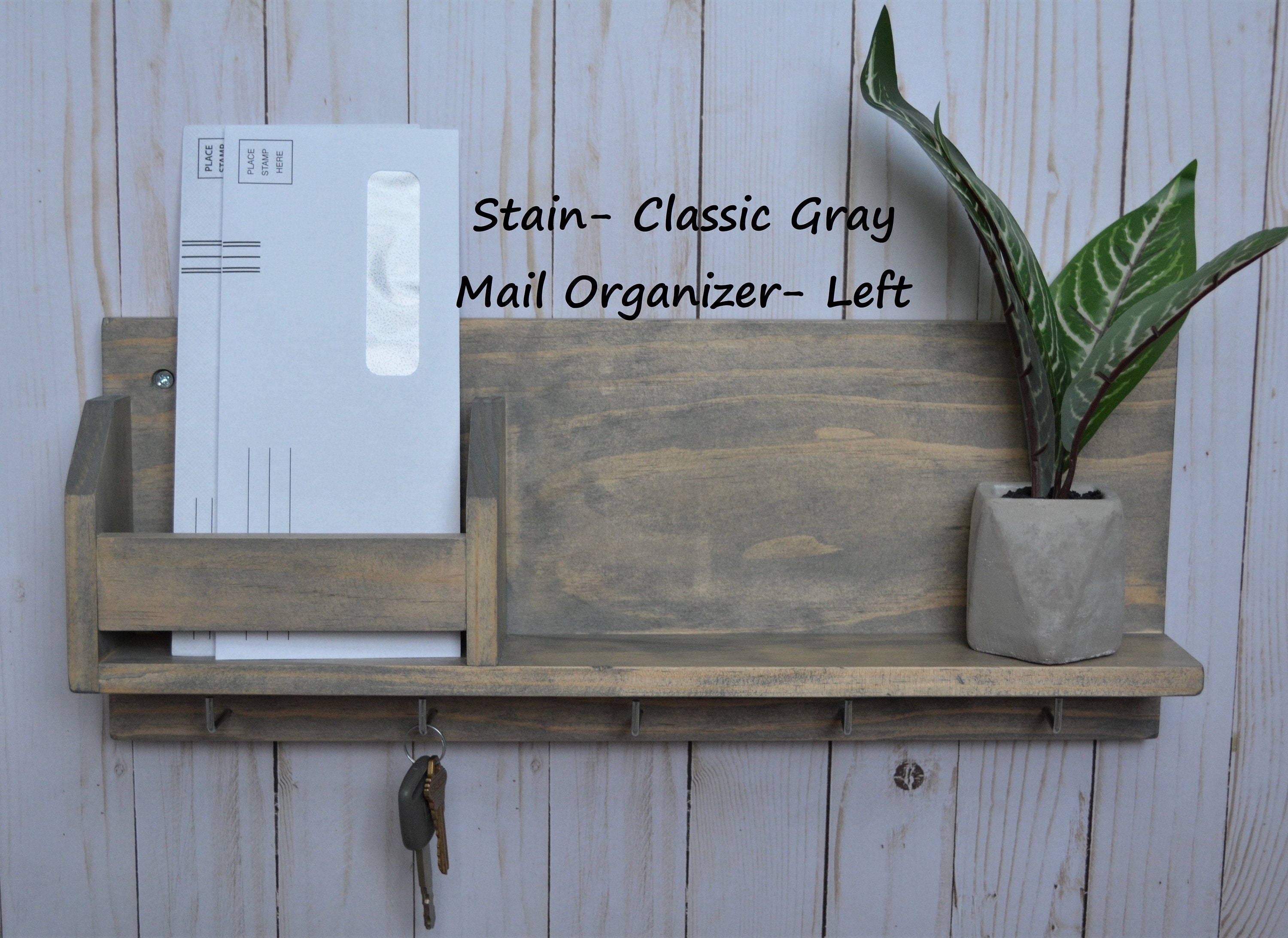 Customizable 5hook Key Holder With Mail Organizer and Shelf Etsy