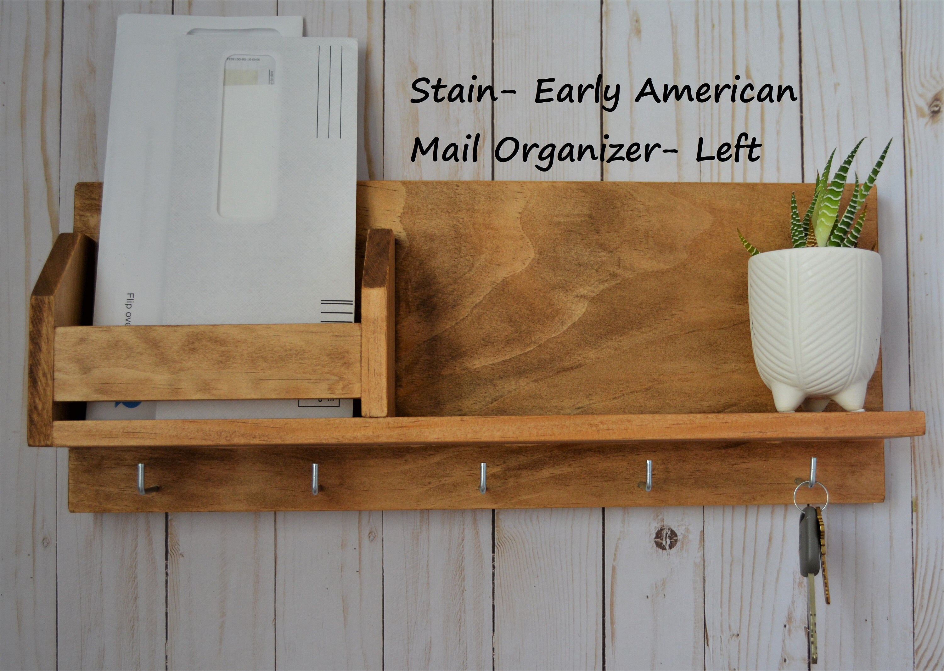 Customizable 5hook Key Holder With Mail Organizer and Shelf Etsy