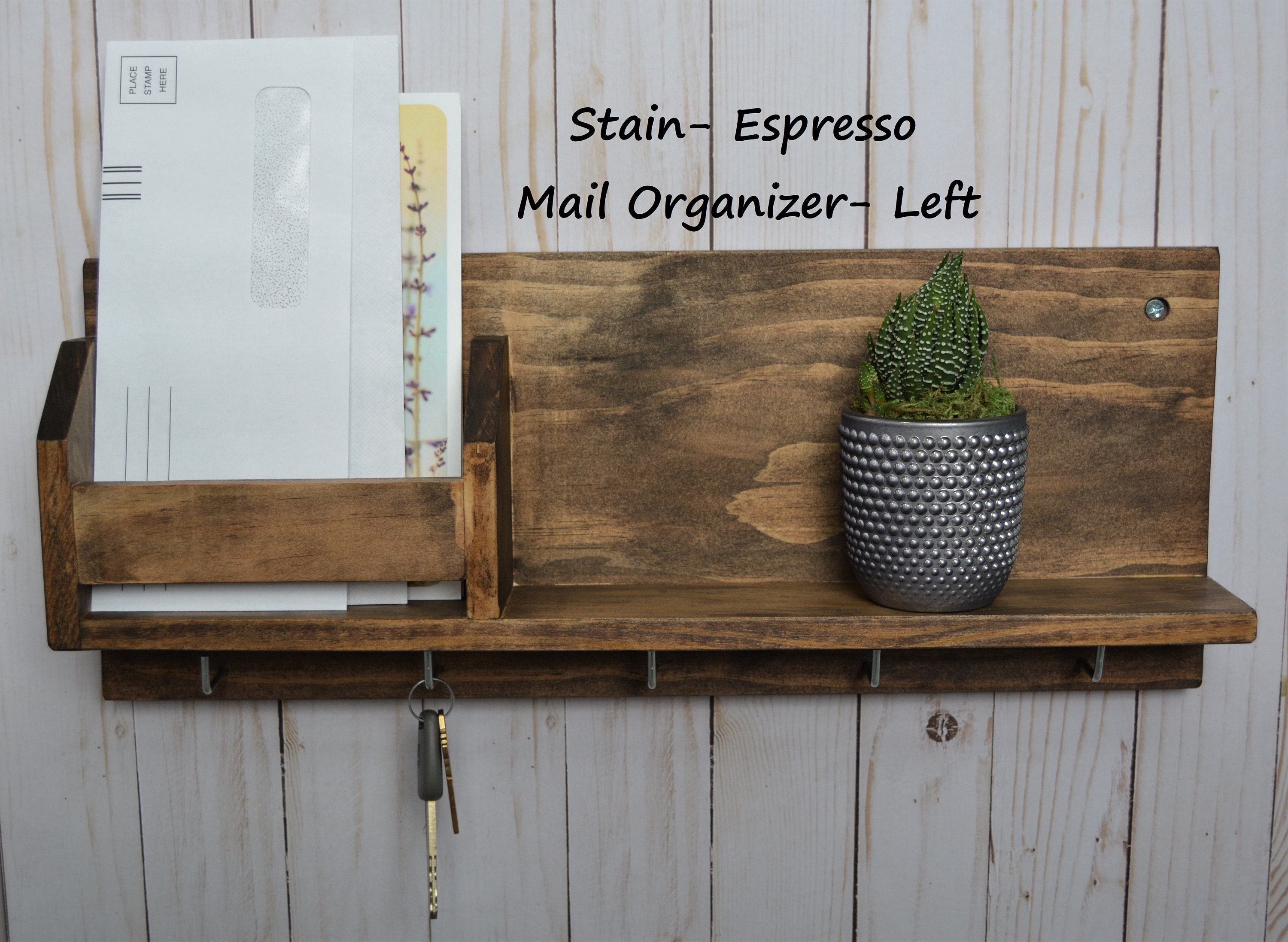 Customizable 5hook Key Holder With Mail Organizer and Shelf Etsy