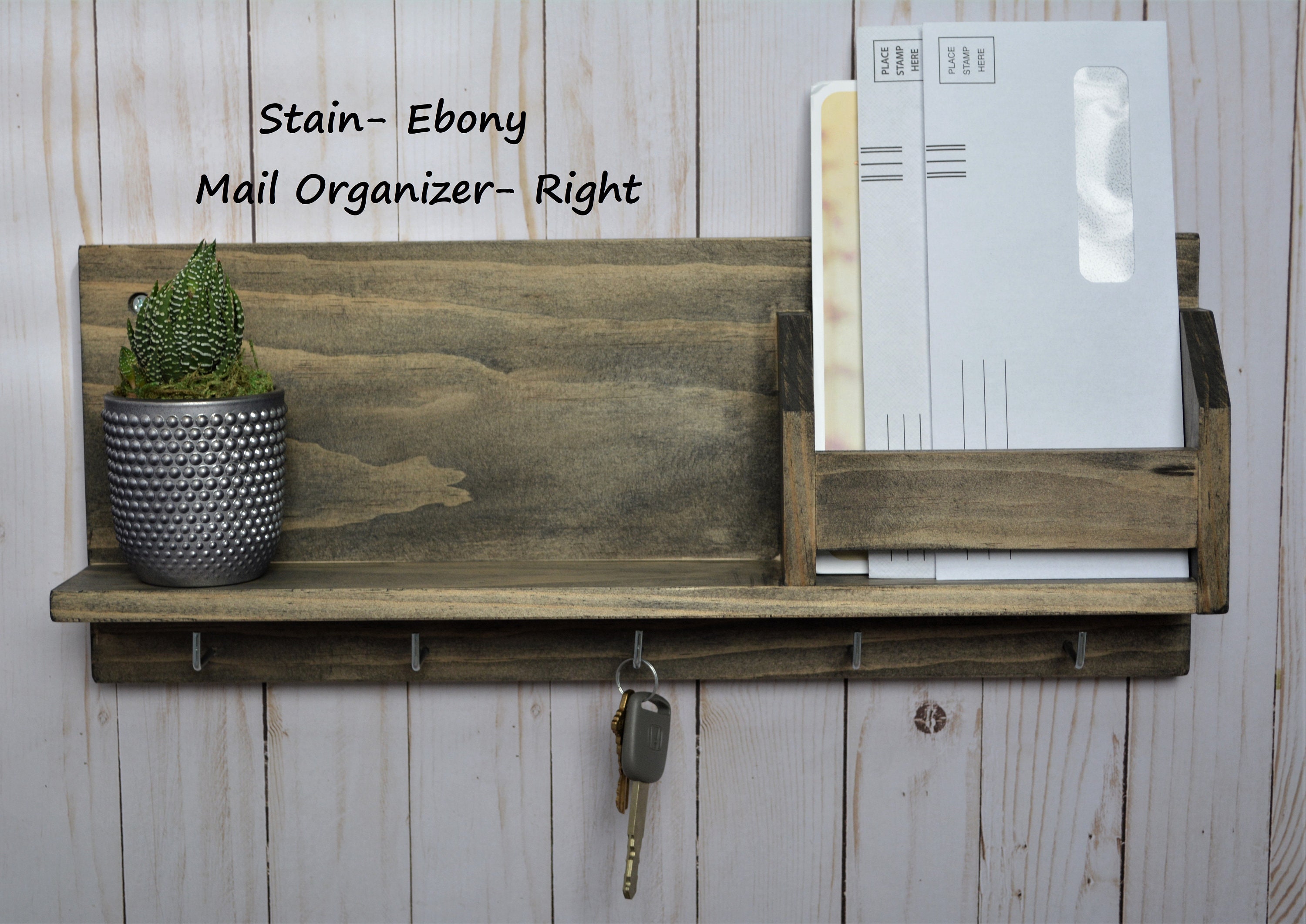 Customizable 5hook Key Holder With Mail Organizer and Shelf Etsy