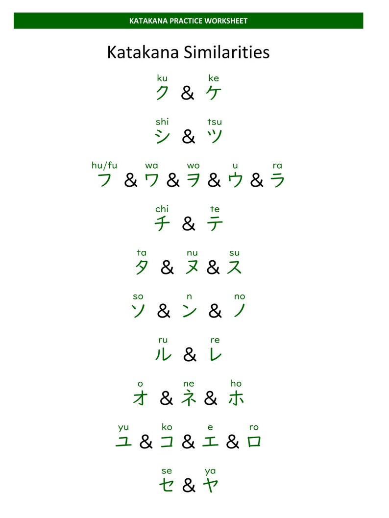 KATAKANA PRACTICE WORKSHEETS 3 - Etsy