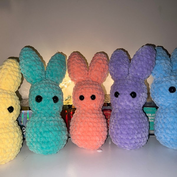 Crocheted Easter Peep/Easter Gift/Kids Easter Gifts/Easter Basket Plushies/Crochet Bunny Rabbit/Bunny Stuffed Animal/Spring Decor