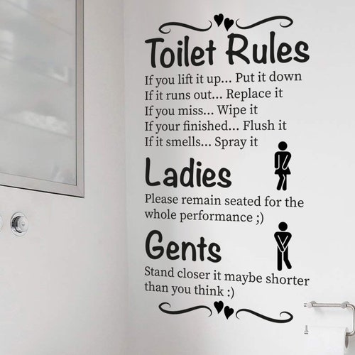 Bathroom Rules gentleman & Ladies in Script Wall Decal Etsy
