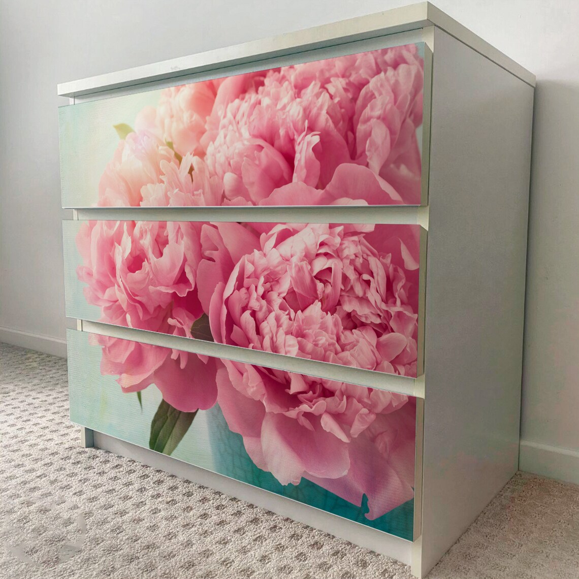 IKEA 3 DRAWERS MALM Rose Flower Removable Textile Sticker for Etsy