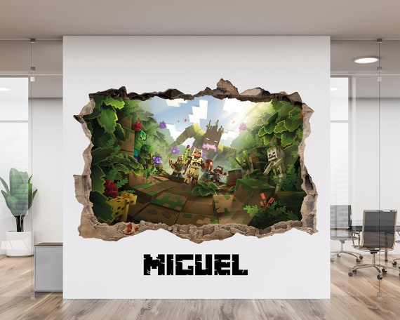 Effet 3D Gamer Inspired Minecraft Autocollant/autocollant mural de jeu  personnalisé -  France