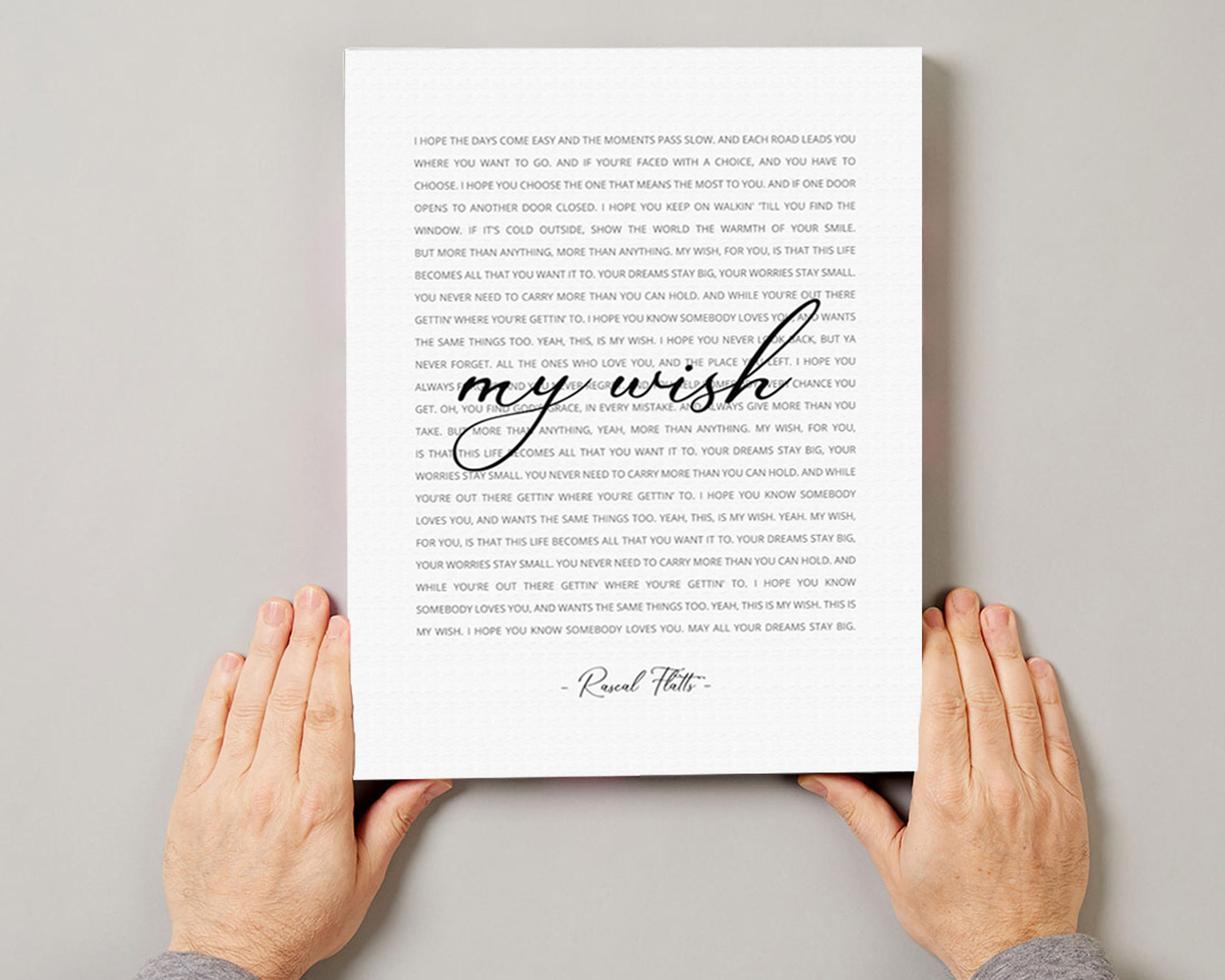 My Wish For You Lyrics Poster | Rascal Flatts | Music Art Print (8x10)